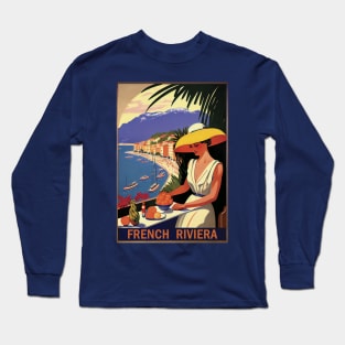 French Riviera Vintage Travel Poster Long Sleeve T-Shirt